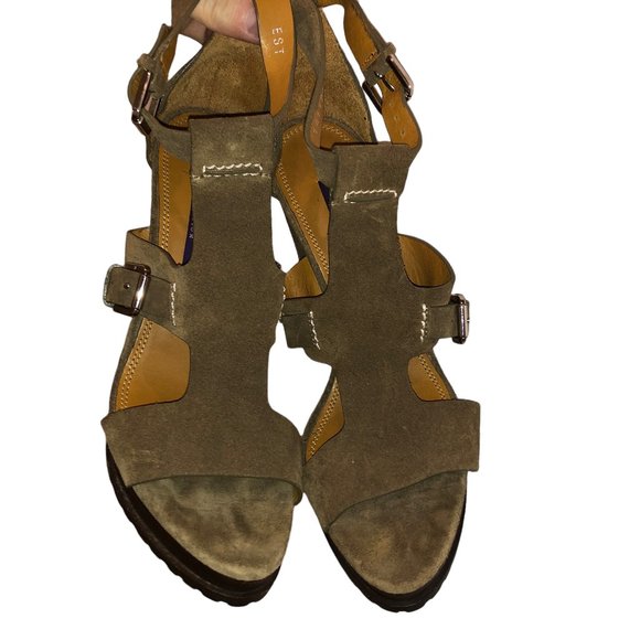 Ralph Lauren Purple Label Collection taupe suede leather lug sole sandal… - Picture 2 of 4